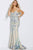 Jovani V Neck Floral Embellished Tulle Prom Dress 55816 - 1 pc Multi/Nude in Size 4 Available