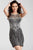 55859 Silver Embellished Jewel Illusion Short Dress