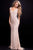 55926 Beaded Plunging V-Neck Sheath Gown