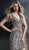 Jovani - 55928 Beaded Plunging V-neck Sheath Dress in Gold and Black
