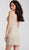 Jovani - 55928 Beaded Plunging V-neck Sheath Dress in Silver and Nude