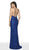Intrigue by Blush - 559 Fully Beaded V-neck Fitted Dress In Blue