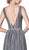 Cinderella Divine - CZ0015 Striped Metallic A-Line Gown In Blue and Gray