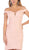 May Queen - MQ1597 Lace Deep Off-Shoulder Sheath Dress In Pink
