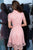 Jovani - 1812 Floral Applique Collar Neck A-line Dress In Pink