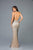 Scala - 48948 Sequined High Halter Backless Gown In Gray and Silver