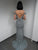 56004 Stripe Beaded Off-Shoulder Gown