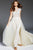 Jovani - Embellished Jumpsuit with Ballgown Overskirt 56008 In White
