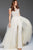 Jovani - Embellished Jumpsuit with Ballgown Overskirt 56008 In White