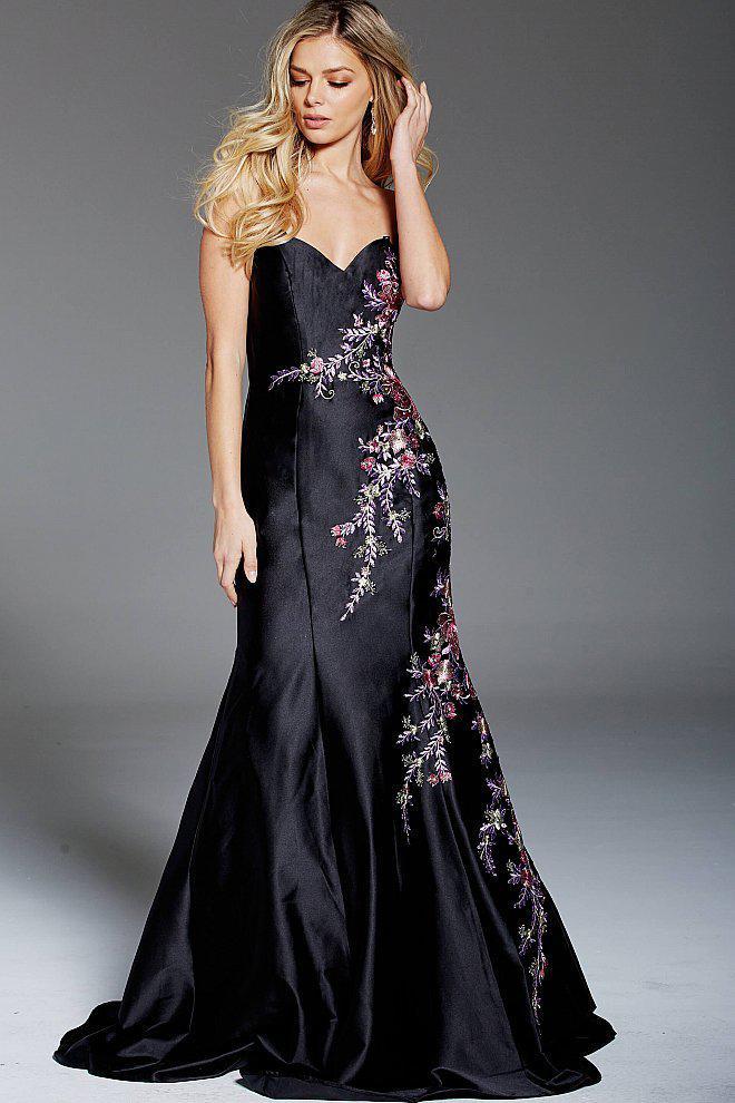 56024 Embroidered Strapless Fitted Mermaid Dress