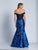 Dave & Johnny - A5603 Off Shoulder Fitted Mermaid Gown in Print
