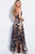 56046 Floral Sequined Illusion Mesh Prom Dress