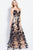 56046 Floral Sequined Illusion Mesh Prom Dress
