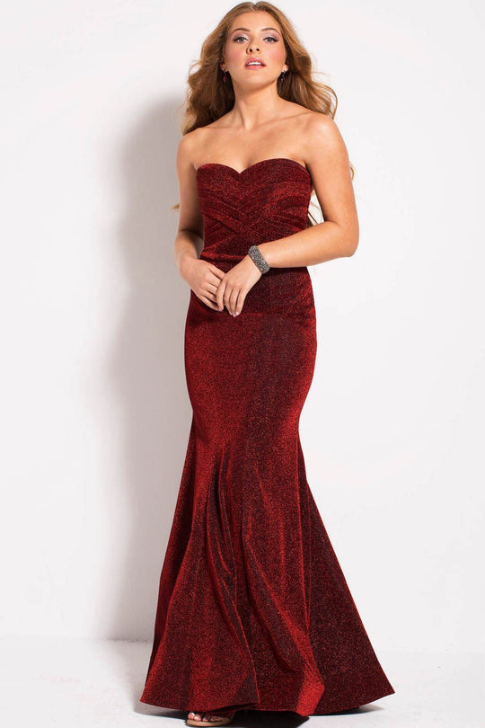 56063 Strapless Interweaved Bodice Sheath Gown