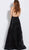 Jovani - 61434 Deep Halter V-neck Jumpsuit With Embellished Overskirt in Black