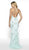Intrigue by Blush - 560 Beaded Plunging V-neck Fitted Dress In Green