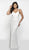 Intrigue by Blush - 560 Beaded Plunging V-neck Fitted Dress In White
