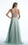 Dave & Johnny - 1228 Illusion Gem Crusted A-Line Gown in Green