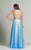 Dave & Johnny - 1228 Illusion Gem Crusted A-Line Gown in Blue