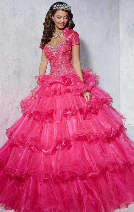 Tiffany Homecoming - 56253 Beaded Sweetheart Tiered Ballgown In Pink
