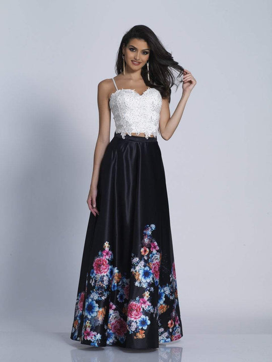 Dave & Johnny - A5627 Two Piece Floral Sweetheart Gown in Print