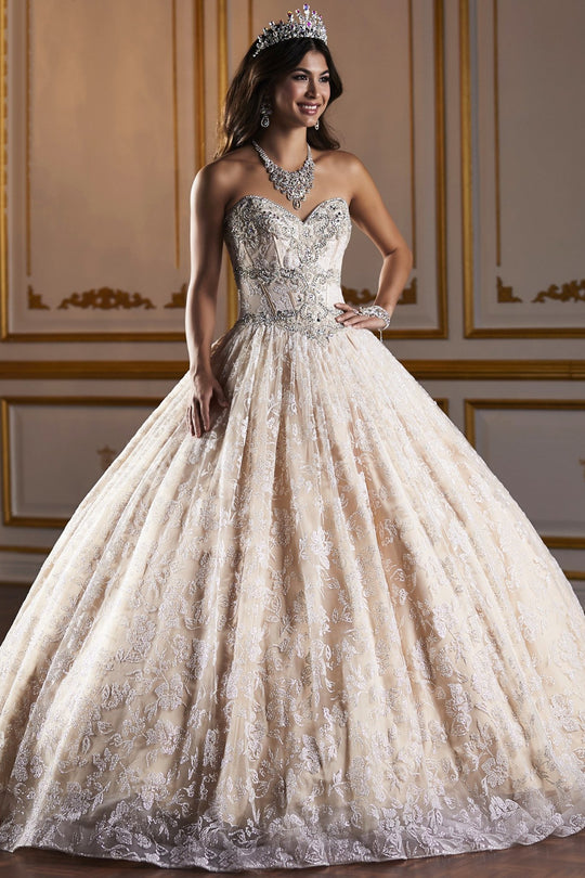 Fiesta Gowns - 56375 Strapless Sweetheart Neck Quinceanera Dress In White