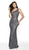 Intrigue by Blush - 563 Bedazzled Asymmetric Sheath Dress In Gray