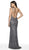 Intrigue by Blush - 563 Bedazzled Asymmetric Sheath Dress In Gray