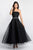Blush - 5656 Horsehair Striped Strapless Gown In Black