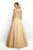 Blush - 5658 Crystal Embellished Cap Sleeves Gown In Gold