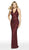 Intrigue by Blush - 565 Beaded Halter V-neck Sheath Dress In Red