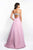 Blush - 5662 Plunging V-Neck Mikado Cutout Back Gown In Pink