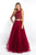 Blush - 5670 Sleeveless Beaded Two-Piece Tulle Gown In Red