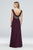 Cachet - 56736Q Shimmering Cowl Neck Long Sheath Dress In Red