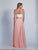 Dave & Johnny - A5674 Two-Piece Bejeweled Lace Long Dress in Pink