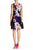 Adrianna Papell - 12253262 Floral Pleat A-Line Dress in Black and Multi-Color