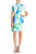 Donna Ricco - DR21301JP Collared Button Floral Short Sleeve Dress in White, Blue and Green