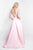 Blush - 5681 Pearl and Stone Embellished Plunging Gown In Pink
