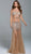 Jovani - 56891 Metallic Beaded Illusion Trumpet Gown in Neutral