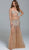 Jovani - 56891 Metallic Beaded Illusion Trumpet Gown in Neutral