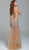 Jovani - 56891 Metallic Beaded Illusion Trumpet Gown in Neutral