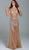 Jovani - 56891 Metallic Beaded Illusion Trumpet Gown in Neutral