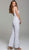 Jovani - 56892 Sleeveless Deep V-neck Stretch Glitter Jumpsuit In White