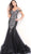 Jovani - 56898 Beaded Off-Shoulder Trumpet Dress In Black and Multi-Color