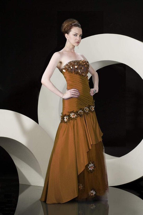 MNM Couture - 5690 Embellished Semi-Sweetheart Dress In Gold