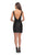 La Femme - 28218 Short Sequined Metallic Faux Wrap Dress In Black