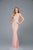 Scala - 48948 Sequined High Halter Backless Gown In Pink