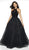 Blush by Alexia Designs - 5701 Patterned Organza Halter Ballgown In Black