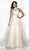 Blush by Alexia Designs - 5701 Patterned Organza Halter Ballgown In White