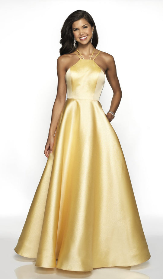Blush by Alexia Designs - 5703 Dual Banded Halter Gown In Gold